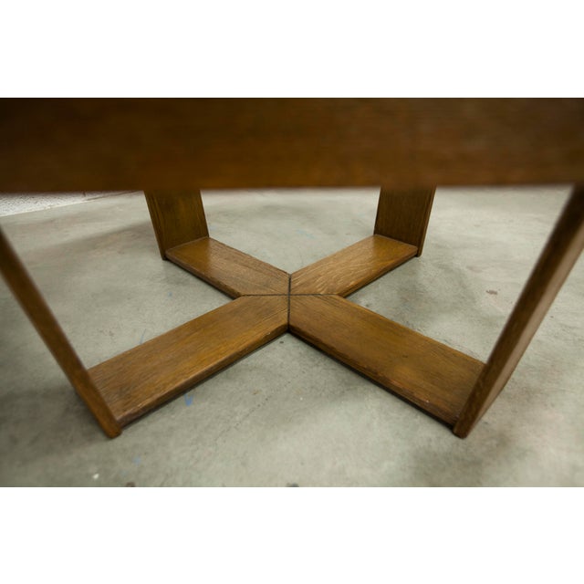 Unique piece, hexagonal Scandinavian coffee table purchased in 1977 from a Swiss-German artisan who produced only one-of-...