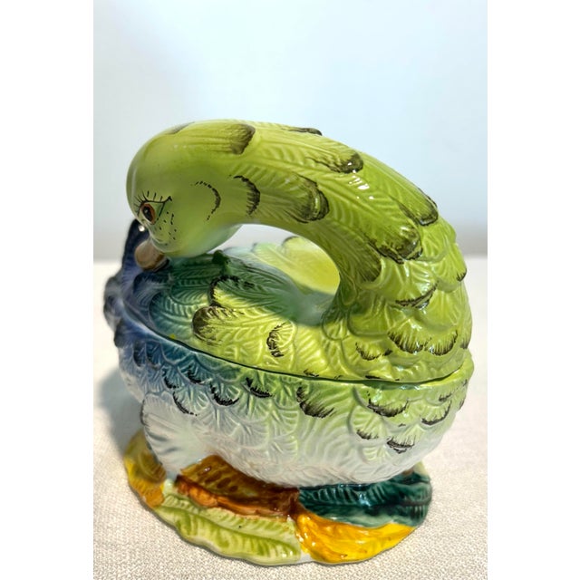 Mid-Century Modern Mid 20th Century Neiman Marcus Italian Porcelain Duck Trinket Dish For Sale - Image 3 of 9