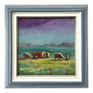 Framed Painting Original Animal Landscape Sheep Animal Art by Valeriya Serova