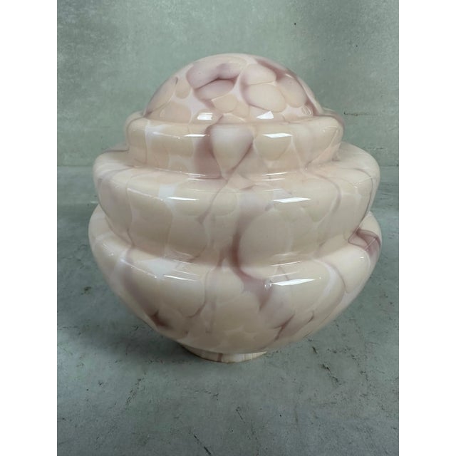 Art Deco Rose Marbled Opaline Glass Pendant Lamp For Sale - Image 4 of 9