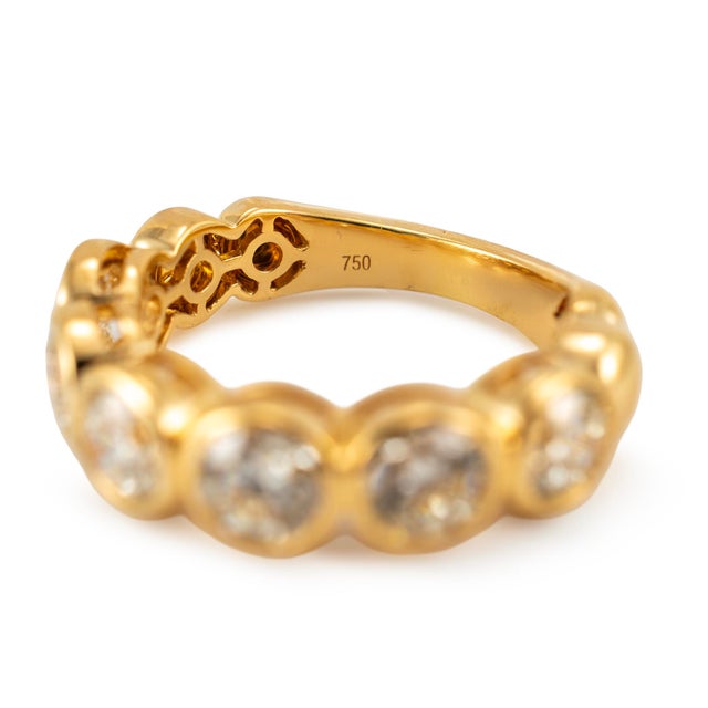 Gold Ladies 18k Yellow Gold 3.05ctw Bezel Set Half Eternity Diamond Band Ring, Size 6.5 For Sale - Image 8 of 9