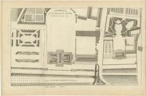 Antique Print of French Garden by Le Rouge, 1776