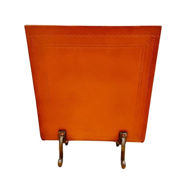 1970s Italian Florentine Trompe l'Oeil Leather Book Magazine Rack With Gilt Edges & Scroll Feet For Sale - Image 9 of 11