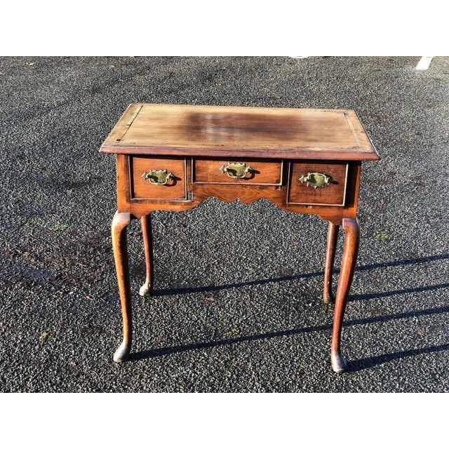 Georgian Walnut Lowboy with Brass Handles For Sale - Image 9 of 13
