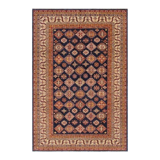 Rustic Super Kazak Blue/Beige Wool Rug - 8'10'' X 12'0'' For Sale