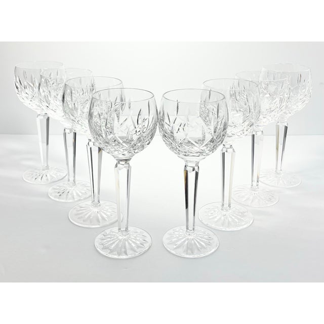 Contemporary 1980s Waterford “Lismore” Crystal Hock Wine Glasses - Set of 8 For Sale - Image 3 of 8