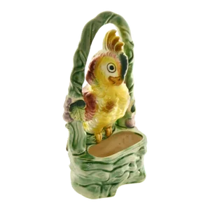 Hand Painted Ceramic Parrot Planter