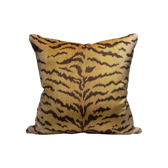 Contemporary The House of Scalamandré Tigre Silk Pillow, Ivory, Gold & Black For Sale - Image 3 of 3