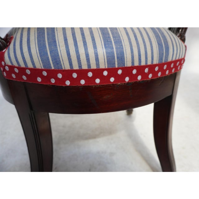 19th Century Carved Captain's Chair in Custom Upholstery For Sale - Image 10 of 16