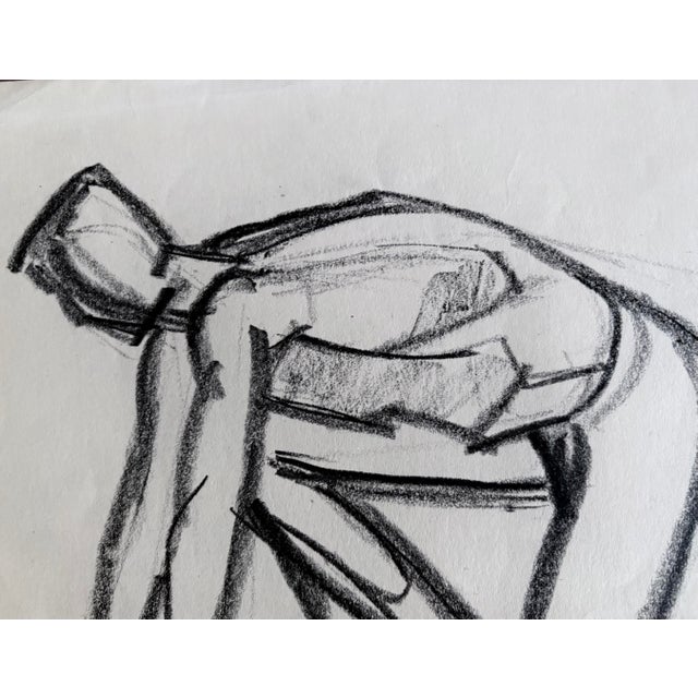 Figurative 1947 Vintage Studio Charcoal Drawing of a Male Runner, 11” X 14” For Sale - Image 3 of 9