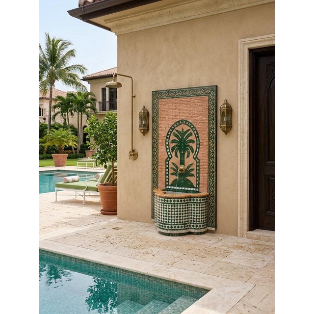 Ceramic Vintage Handcrafted Marrakech Zellij Tile Wall Fountain For Sale - Image 7 of 7