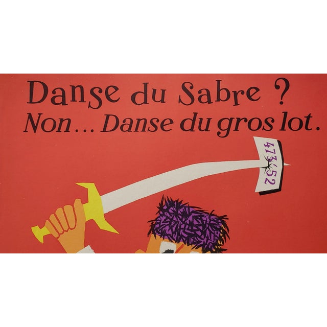 Illustration French National Lottery "Jackpot Dance" Lithograph Poster C.1957 For Sale - Image 3 of 6