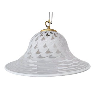 Mid-Century White Art Glass Pendant from Kaiser-Leuchten, Germany, 1970s For Sale