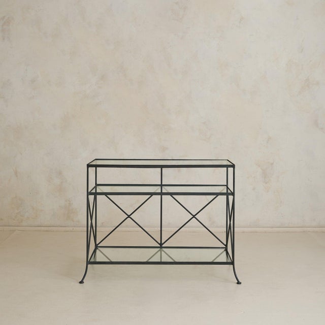 Vintage French Iron + Glass Console For Sale - Image 4 of 11