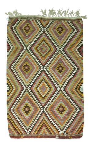 One of a Kind Turkish Kilim Flatweave. 5 X 7'5''.