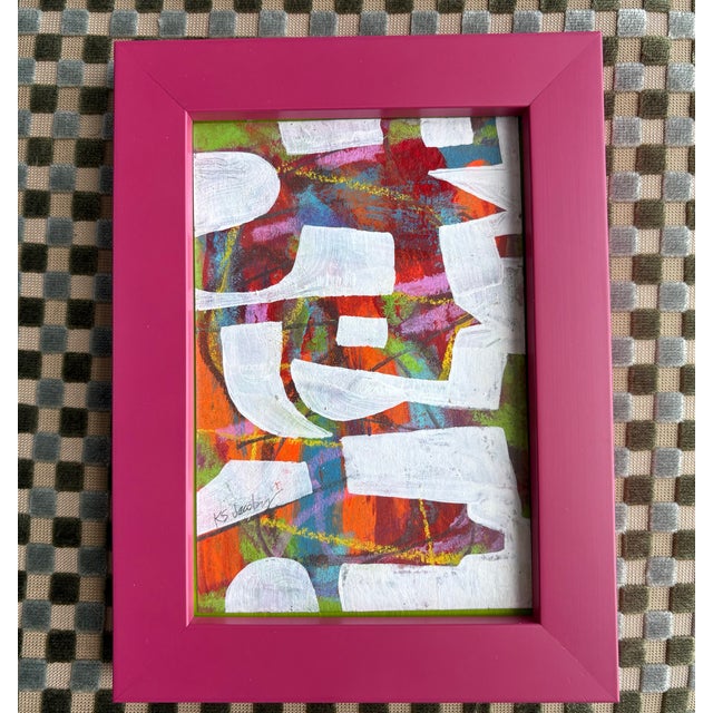Contemporary 2025 Bright Southern Abstract Painting in Custom Frame For Sale - Image 3 of 8
