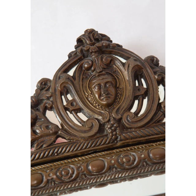 Brown Antique French Patinated Brass Bevelled Mirror For Sale - Image 8 of 12
