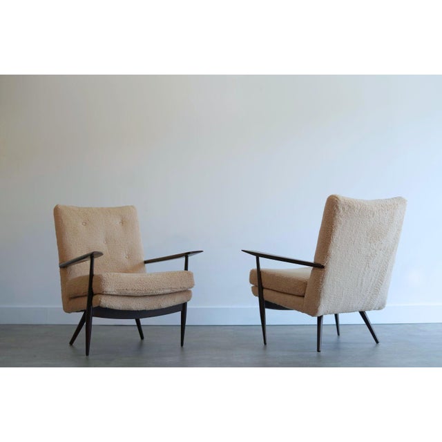 Mid-Century Modern Pair of Sculptural Lounge Chairs in Teddy Wool, Circa 1970s For Sale - Image 3 of 8