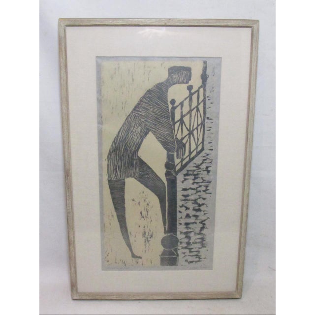 Mid-Century Modern Signed Margo Hoff Woodblock Print For Sale - Image 3 of 16