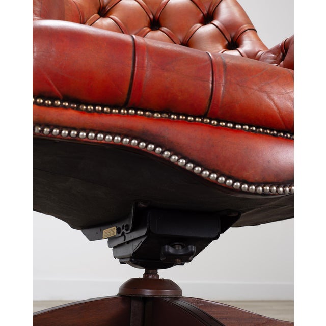 Chesterfield-Style Tufted Leather Executive Swivel Desk Chair For Sale - Image 10 of 18
