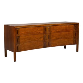 Edmond Spence, Concave Dresser, Stained Wood, Brass, Sweden, 1950s For Sale