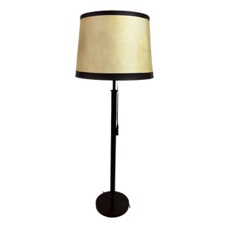 Leather and Parchment Floor Lamp by Charlotte Wawer, 1960s For Sale
