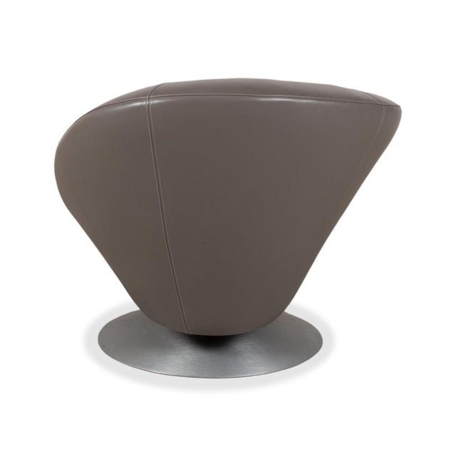 Parabolica Leather Armchair in Grey with Swivel Function by Leolux For Sale - Image 10 of 13
