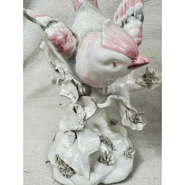 Italian Vintage Pair of Ceramic Bird Figurines For Sale - Image 3 of 11