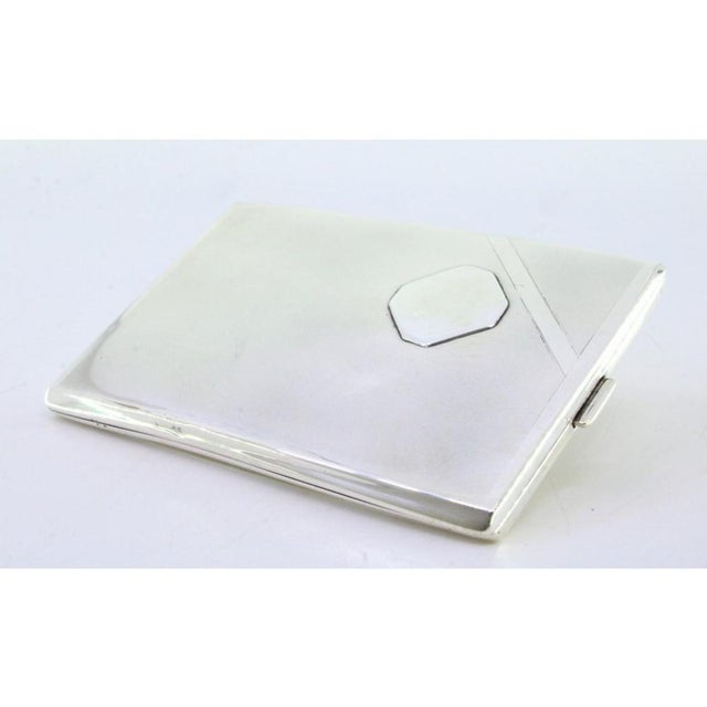 Plain Silver Cigarette Case with Monogram Card and Gold Interior For Sale - Image 6 of 8