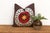 A radiant orange-gold starburst sits at the center of this pillow, ringed first in red and then framed by a wide border of...