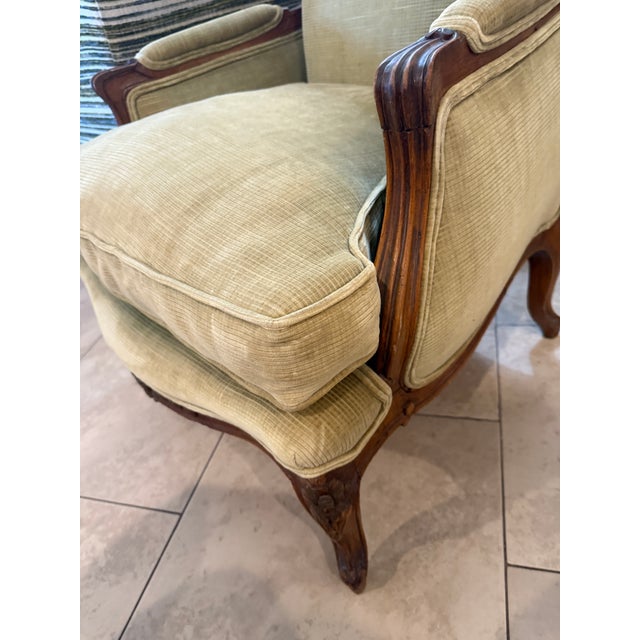Antique French Hand Carved Walnut Bergere Chair For Sale - Image 12 of 12