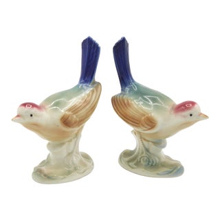 Vintage Tropical Finch Ceramic Bird Bookends - a Pair For Sale