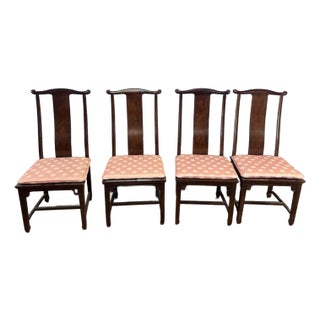 Set Four Vintage Drexel Asian Chinoiserie Splat Back Dining Room Chairs For Sale
