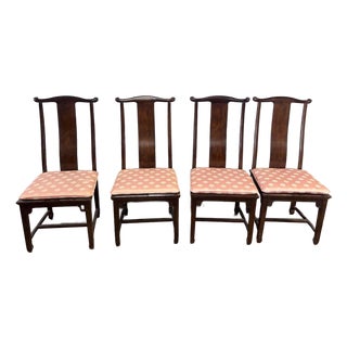 Set Four Vintage Drexel Oriental Asian Chinoiserie Splat Back Dining Room Chairs For Sale