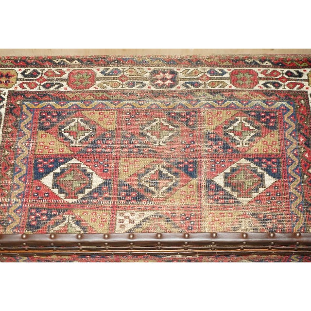 Vintage Kilim & Brown Leather Chest of Drawers For Sale - Image 13 of 18