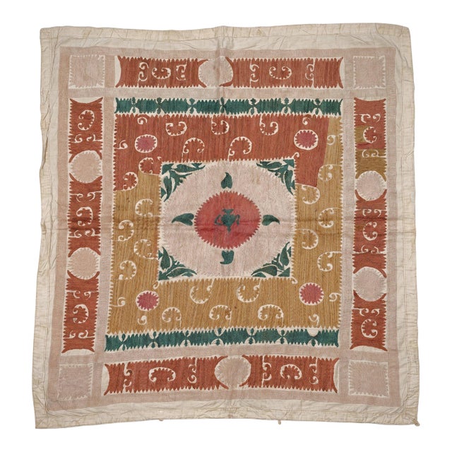 Tashkent Suzani Wall Hanging Decor 3'7'' X 3'11'' For Sale