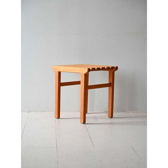 Scandinavian Slatted Pine Ottoman, 1960s For Sale - Image 4 of 6