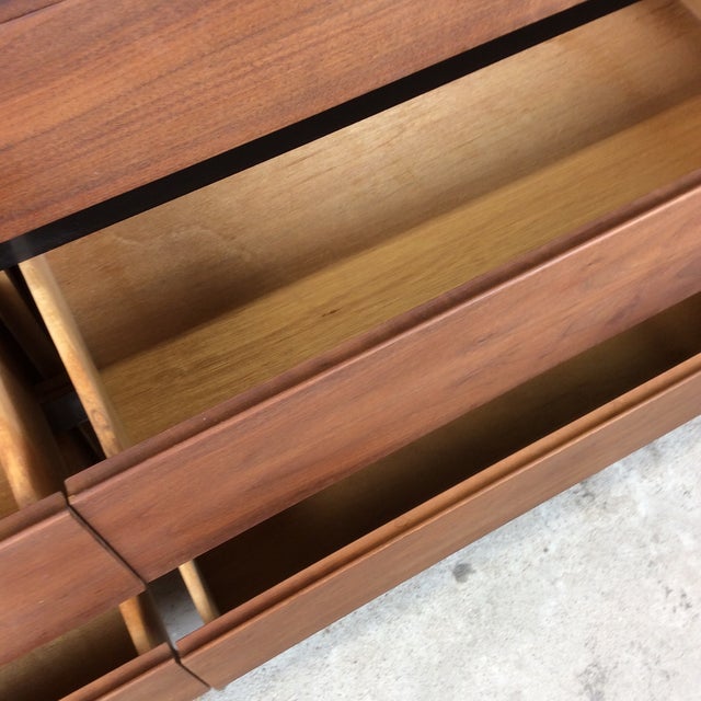 Mid Century Modern Six Drawer Walnut Lowboy Dresser For Sale - Image 12 of 17