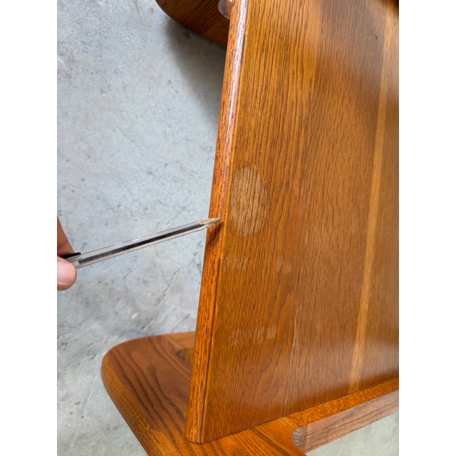 1970s Mid-Century Modern Lou Hodges Oak & Smoked Glass Top Side Table For Sale - Image 11 of 12
