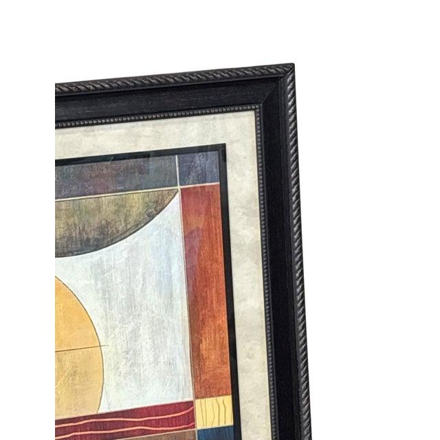 Wood Mid 20th Century Modernist Multicolor Geometric Framed Print, Signed For Sale - Image 7 of 12