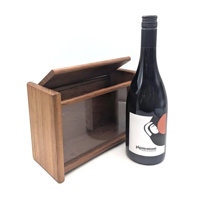 Wood 1970s Teak Wood Flip Lid Box With Glass Front For Sale - Image 7 of 10