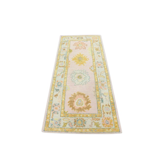Yellow Modern Turkish Oushak Rug 3'1" x 6'8" For Sale - Image 8 of 9