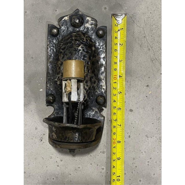 Antique Tudor Hammered Single Light Wall Sconce for Repair For Sale In Pittsburgh - Image 6 of 9