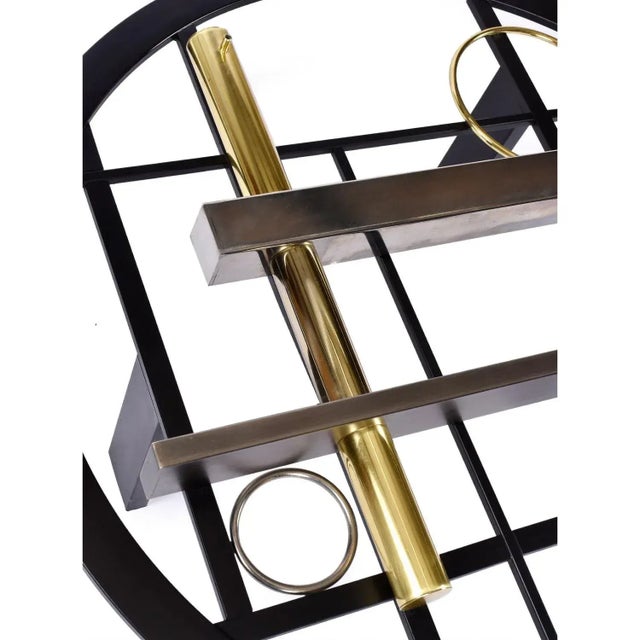 Metal Kaizo Oto Gold Black and Steel Art Deco Inspired Round Glass Top Coffee Table For Sale - Image 7 of 9