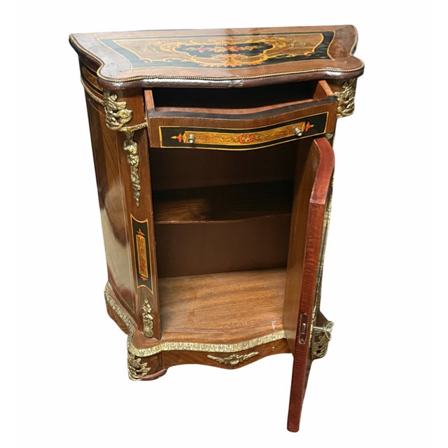 19th Century Pair of Circa 1800s Napoleon III Style Marquetry Cabinets For Sale - Image 5 of 15