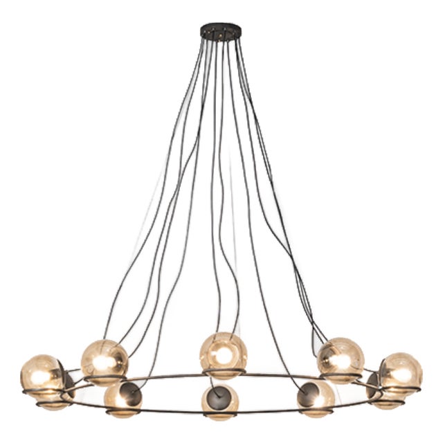 New Custom 72″w 10 Light Steel Pendant For Sale