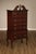 High Quality Vintage Mahogany Highboy Tall Dresser with Nine Dovetailed Drawers, Brass Hardware, and Carved Bonnet Top