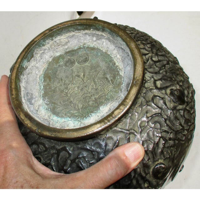 Bronze Japanese Edo Double Dragon Handle Bronze Vase Early 19th For Sale - Image 8 of 11