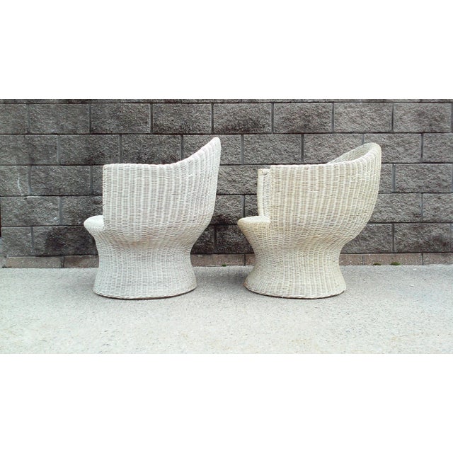 Mid-Century Natural Wicker Pod Chairs - Pair For Sale In Detroit - Image 6 of 7