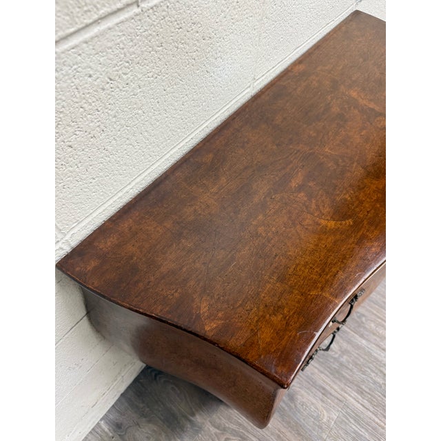 Late 20th Century Vintage Italian Style Burled Curved Bombe Commode Chest For Sale - Image 5 of 16